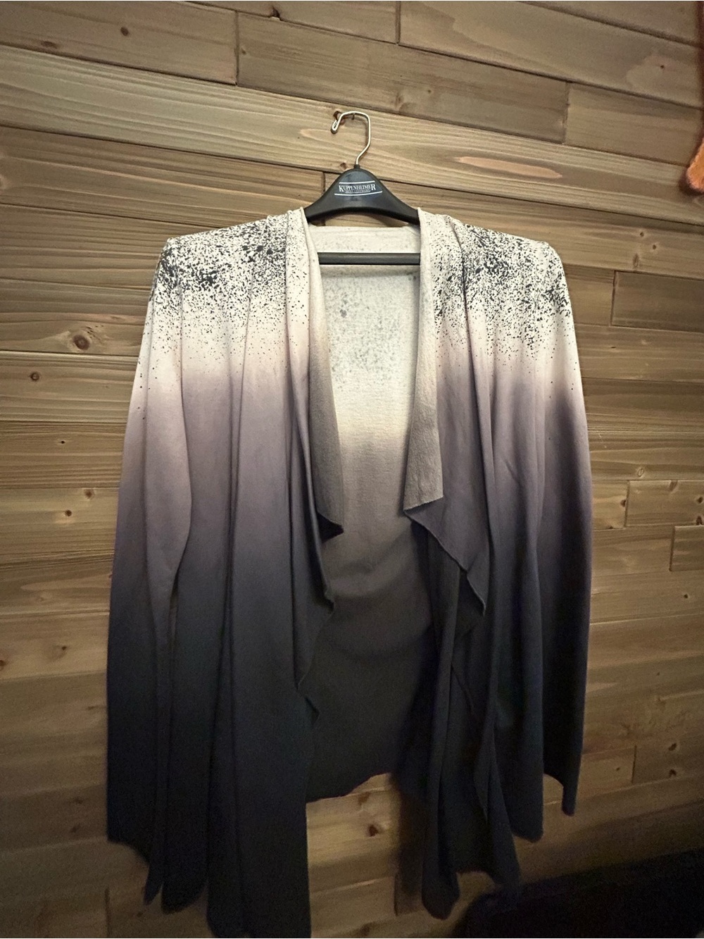 Hard Tail Ombre Open-Front Cardigan in Cream to Gray